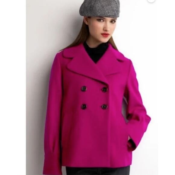 Banana Republic Wool Purple Double-breasted Coat Peacoat Size S Preppy Classic - Picture 1 of 8